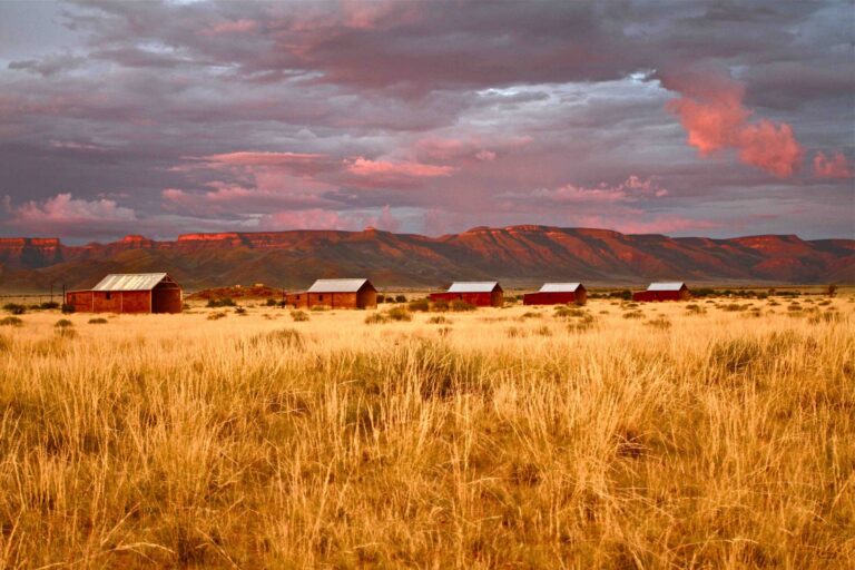 Alte Holzhütten im Naturpark.