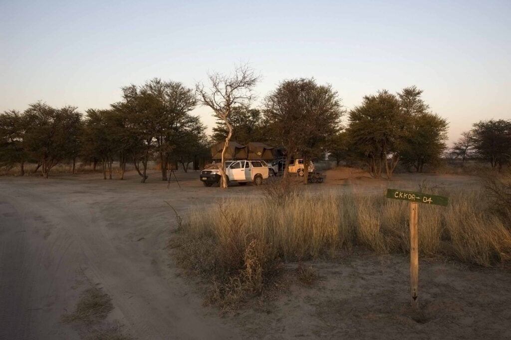 Symbolische Safari-Lodge im afrikaanschen Naturschutzgebiet, umgeben von Tieren und Natur.