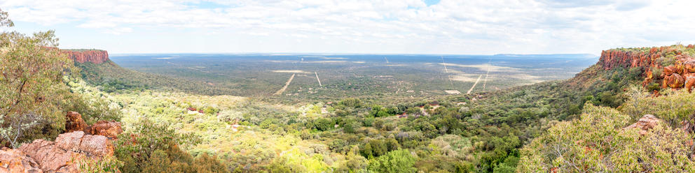 Alt: Weite Perspektive des Serengeti-Nationalparks mit offener Savanne und Tierherden.