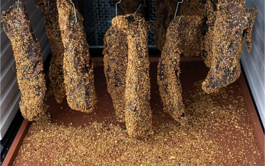 Biltong beim Trocknen