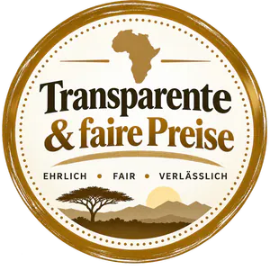 Startseite 2 Afrika Reise Logo mit Tier, Landschaft und afrikanischem Kontinent.