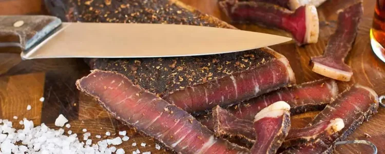 Deerfleisch, afrikanisches Wildbret, traditionelle afrikanische Küche, Trockenfleisch, Südafrika.