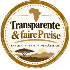 Afrika Reise Logo mit Tier, Landschaft und afrikanischem Kontinent.