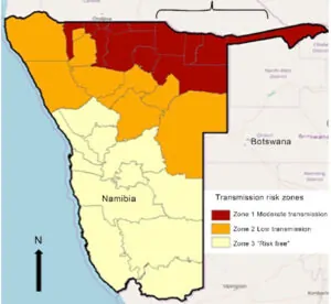 Malaria Karte Namibia 